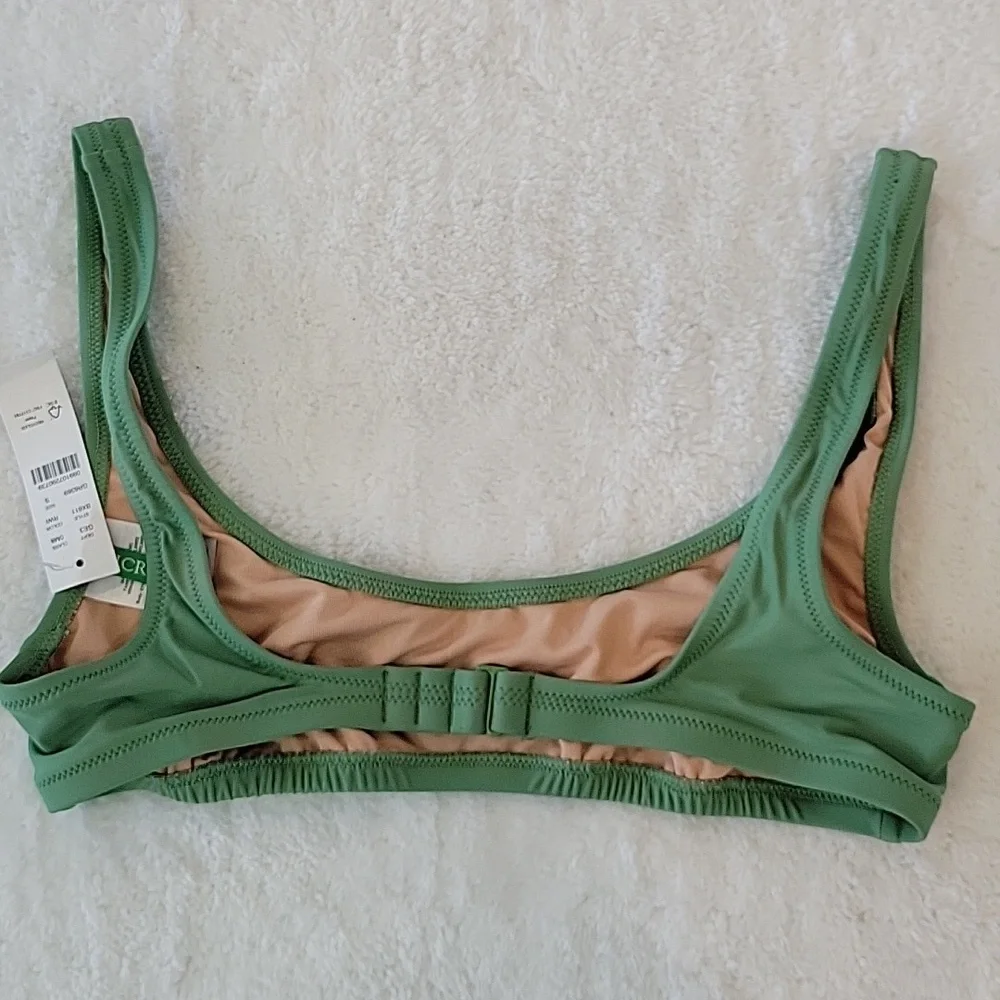 J. Crew Heritage Scoop Neck Bikini Top Green Size Small NWT